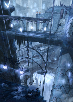 2_horns ambiguous_gender anthro biped black_body black_eyes building city detailed_background empty_eyes eyes_closed glass_window group holding_map holding_quill horn loose_feather map mask mouth_closed orange_eyes quill raining scenery sign sitting standing street_lamp water window blipbugbug hollow_knight_(franchise) team_cherry grimmchild_(hollow_knight) quirrel_(hollow_knight) the_knight_(hollow_knight) zote_(hollow_knight) arthropod infected_(species) vessel_(species) 2022