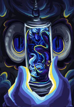 anthro armor beak bioluminescence biped blue_body blue_eyes blue_feathers blue_hair clothed clothing duo extreme_close-up feathered_wings feathers female front_view glowing glowing_eyes hair heart_symbol holding_syringe looking_at_viewer solo syringe topwear winged_arms wings yellow_eyes s_guacamole undertale undertale_(series) undertale_yellow martlet_(undertale_yellow) martlet_(zenith_form) avian bird monster 2025 digital_drawing_(artwork) digital_media_(artwork) english_description headshot_portrait hi_res portrait signature