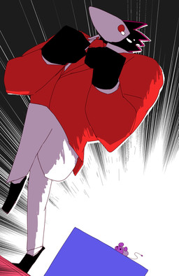 ambiguous_gender black_body black_feathers bodily_fluids clothed clothing crying duo feathers male mask necktie red_eyes running running_away scared tears nico26b deltarune undertale_(series) avian darkner mammal mouse murid murine rodent swatchling hi_res
