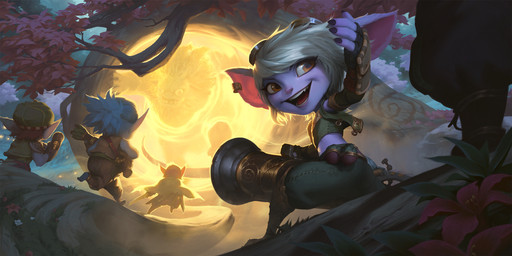 4_fingers ambiguous_gender blue_body blue_hair boots bottomwear clothing explosives female fingers footwear forest grenade grey_hair group gun hair hat headgear headwear holding_gun holding_melee_weapon holding_object holding_ranged_weapon holding_weapon humanoid_pointy_ears melee_weapon pants plant pointy_ears portal ranged_weapon running shoes short size_difference smile tree weapon dao_trong_le league_of_legends legends_of_runeterra riot_games tencent tristana_(lol) humanoid monster yordle 2:1 digital_media_(artwork) hi_res official_art