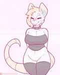 anthro blush breasts chest_tuft clothed clothing collar eyes_closed eyewear female genitals glasses innie_pussy legwear medium_breasts no_underwear pussy simple_background solo stockings thick_thighs thigh_highs tongue tongue_out topwear tube_top tuft wide_hips nicopossum nic_(nicopossum) niccy american_opossum mammal marsupial virginia_opossum hi_res portrait three-quarter_portrait