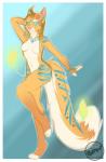 anthro biped breasts featureless_breasts female looking_at_viewer navel nude simple_background smile solo standing magic_(artist) felid hybrid mammal hi_res