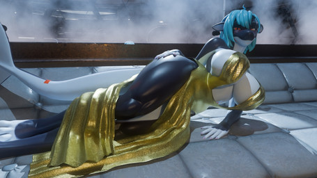 anthro big_breasts blue_hair blush breasts cleavage clothed clothing female furniture gold_dress hair lounge multicolored_body orange_eyes seductive sofa solo thick_thighs two_tone_body under_boob wide_hips sanguine_paladin valorlynz_(modeler) zea_nalya aquatic cetacean dolphin mammal oceanic_dolphin orca toothed_whale 16:9 3d_(artwork) digital_media_(artwork) hi_res widescreen