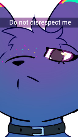 ambiguous_gender anthro black_collar black_eyes black_nose collar ear_markings freckles looking_at_viewer looking_down looking_down_at_viewer markings multicolored_freckles multicolored_markings rainbow_markings ring_(marking) simple_background solo text white_sclera siel nintendo pokemon snapchat sielle_silvers eeveelution generation_2_pokemon pokemon_(species) umbreon
