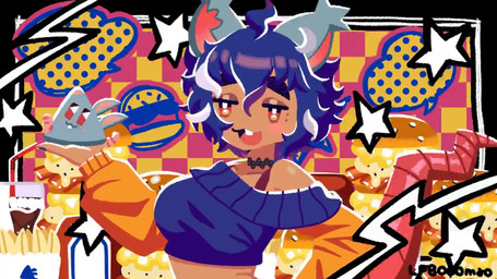 amber_eyes beverage blue_hair bra_strap buckteeth choker clothing female food freckles hair jewelry multicolored_hair necklace rat_tail sandwich_(food) sleeves soda solo sweater tail teeth topwear two_tone_hair white_hair lp8000mao bodega_rat_(character) animal_humanoid humanoid mammal mammal_humanoid mouse_humanoid murid murid_humanoid murine murine_humanoid rodent rodent_humanoid 16:9 2d_animation animated motion_tweening no_sound short_playtime video widescreen