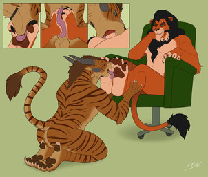 anthro anthro_on_anthro anthro_penetrated anthro_penetrating anthro_penetrating_anthro balls bodily_fluids butt chair duo feet fellatio foot_fetish foot_in_mouth foot_lick foot_play foot_suck footjob furniture genital_fluids genitals horn licking male male/male male_penetrated male_penetrating male_penetrating_male nude oral oral_penetration pawpads paws penetration penile penile_penetration penis precum saliva sex sitting smile smirk sucking swivel_chair tail toe_in_mouth toe_suck toes tongue syberfab disney guild_wars the_lion_king loki_(zarus195) scar_(the_lion_king) charr felid lion mammal pantherine