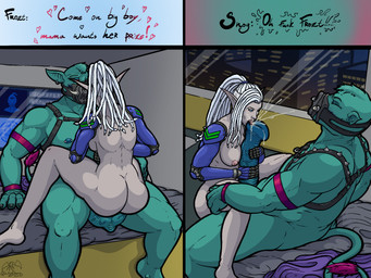 2_toes 4_fingers 5_fingers 5_toes animal_genitalia animal_penis apartment areola armband balls biceps big_balls big_penis black_sclera blue_areola blue_arms blue_body blue_eyes blue_fur blue_nipples blue_skin bodily_fluids breasts cloven_hooves cot cum cyberpunk dark_nipples digitigrade dreadlocks duo ear_piercing ejaculation equine_genitalia equine_penis eye_scar facial_piercing facial_scar feet female fingers flared_penis fur gas_mask genital_fluids genitals glowing glowing_eyes green_body green_fur green_skin hair handjob harness head_tuft hooves leather leather_harness licking light_nipples male male/female mask medium_breasts musclegut muscular nipple_piercing nipples nose_piercing nose_ring notched_ear ocular_prosthetic oral pale_skin penile penis penis_lick piercing pig_nose pink_areola pink_eyes pink_nipples pointy_ears ponytail prosthetic prosthetic_arm prosthetic_limb red_eyes ring_piercing scar septum_piercing septum_ring sex shaved_sides sheath skyline slightly_chubby slightly_chubby_male slim spurs_(anatomy) straddling straddling_penis studs tail tail_tuft tan_body tan_skin teal_body teal_skin text thin_tail toes tongue tuft tusks urban_fantasy wearing_mask white_body white_hair white_skin yellow_wall cthulhusdream elf humanoid troll_(mythology) 4:3 english_text hi_res