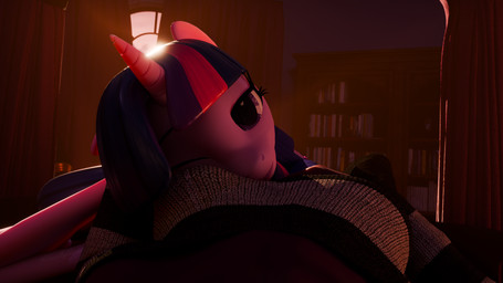 anthro bangs big_breasts blue_hair blue_mane blue_tail blue_wall blurred_background book bookshelf bottomwear breasts clothed clothing collarbone cozy cuddling curtains duo eyebrows eyelashes face_against_breasts face_on_chest female female/female female_pov fingers first_person_view furniture hair happy head_against_breasts head_on_breast head_on_chest horn hug inside light light_beam looking_at_another looking_at_partner looking_at_viewer low_cut_shirt lying mane mane_hair morning one_eye_closed pants pattern_clothing pattern_sweater pattern_topwear purple_body purple_eyes resting_on_partner smile striped_clothing striped_hair striped_sweater striped_topwear stripes sunbeam sunlight sunrise sweater tail telescope topwear waking_up wall_(structure) window wings actuallysine aeridiccore_(modeler) juicedane_(modeler) nexgen_(modeler) poninnahka_(modeler) blender_cycles friendship_is_magic hasbro my_little_pony my_little_pony:_the_movie_(2017) mythology nexgen tempest_shadow_(mlp) twilight_sparkle_(mlp) equid equine horse mammal mythological_creature mythological_equine pony unicorn winged_unicorn 16:9 3d_(artwork) 4k absurd_res blender_(artwork) digital_media_(artwork) hi_res widescreen