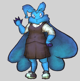 anthro blue_body blue_eyes blue_fur clothed clothing female fully_clothed fur gesture looking_at_viewer simple_background slightly_chubby solo standing waving wings youtubepoopbirthday space_station_13 lilith_mothette arthropod insect lepidopteran 2026 digital_media_(artwork) portrait three-quarter_portrait