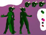 anthro breasts claws feet female genitals green_body green_scales horn nipples non-mammal_breasts pussy red_eyes scales simple_background solo tail toes kyrie_eleison mythology dragon mythological_creature mythological_scalie scalie 4:3 absurd_res hi_res model_sheet