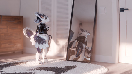 anthro belly_valve cute_pose female handles_on_hips inflatable mirror pool_toy solo winged_arms wings rubberycrow animate_inanimate living_inflatable 16:9 3d_(artwork) blender_(artwork) digital_media_(artwork) hi_res widescreen