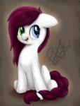 absurd_res brown_background equid eyelashes fan_character female feral fur hair hasbro heterochromia hi_res hooves mammal my_little_pony pucksterv purple_hair simple_background sitting solo white_body white_fur
