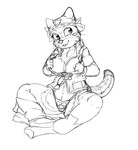 anthro breasts clothed clothing female nipples panties simple_background solo tail underwear white_background kitsune_youkai konami marble_carnival_(arcade) panera_(marble_carnival) domestic_cat felid feline felis mammal 2023 black_and_white monochrome