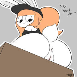 anthro anus big_butt butt clothed clothing female genitals huge_butt looking_back low-angle_view mostly_nude off_shoulder sitting solo vulva wide_hips tonytoran tina_(tonytoran) lagomorph leporid mammal rabbit 1:1 2020 hi_res