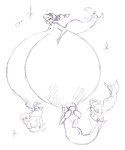 belly big_breasts breastfeeding breasts butt female group huge_breasts hyper hyper_breasts nipples simple_background space split_form white_background frakass alien marine merfolk 2014 sketch