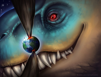 ambiguous_gender claws destruction earth extreme_size_difference feral grin holding_planet lava loom macro planet planet_destruction sharp_teeth size_difference smile solo stick_figure teeth terra_macro raxrie capcom monster_hunter grev_(greviste) flying_wyvern tigrex 2023 hi_res