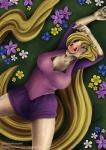 alternate_species blonde_hair blue_eyes breasts clothed clothing female flower furrification hair looking_at_viewer open_mouth plant smile solo spread_legs spreading sevenarms disney disney's_tangled_(film) rapunzel_(disney) equid equine horse mammal 2018 digital_drawing_(artwork) digital_media_(artwork)