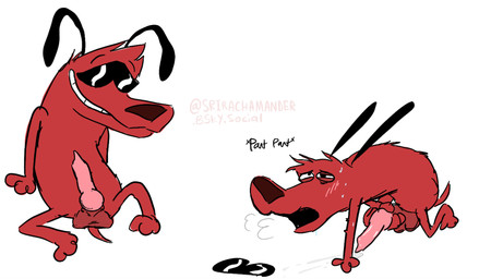 anthro balls blush blush_lines breath eyewear floppy_ears genitals knot looking_pleasured male masturbation panting presenting red_body smile sunglasses teeth srirachamander weiner_dog_(cattlechoir) canid canine canis dachshund domestic_dog hunting_dog mammal hi_res