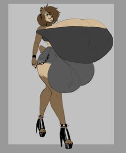 4_toes 5_fingers anthro big_breasts big_bulge black_clothing black_nails black_topwear bottomwear breasts brown_body brown_fur brown_hair bulge clothing colored_nails denim denim_bottomwear denim_clothing denim_shorts ear_piercing eyebrows facial_piercing feet fingers footwear fur green_eyes grey_lips gynomorph hair high_heels huge_breasts huge_bulge hyper hyper_breasts hyper_bulge intersex lip_piercing lips looking_at_viewer nails piercing platform_footwear platform_heels shoes shorts solo tail toes topwear thelazydreamer tenna_cale bear mammal 2025 hi_res