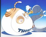 air_inflation anthro belly belly_expansion belly_inflation big_belly blue_background clothed clothing expansion fur gradient_background hose hose_in_mouth hose_inflation inflation lying male markings on_front shirt simple_background solo striped_markings stripes tan_body tan_fur topwear whiskers white_belly white_clothing white_shirt white_topwear boot_(artist) thomson_local thomson_(thomson_local) domestic_cat felid feline felis inanimate_object mammal digital_media_(artwork) hi_res