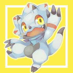 ambiguous_gender anthro black_claws blush chibi claws facial_horn horn kerchief nose_horn simple_background solo white_body yellow_eyes namesnull bandai_namco digimon digimon_ghost_game ceratopsian digimon_(species) dinosaur gammamon ornithischian prehistoric_species reptile scalie 1:1 hi_res