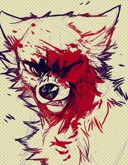 ambiguous_gender blood bodily_fluids dotted_background feral fur one_eye_closed pattern_background sharp_teeth simple_background solo teeth falvie canid canine canis mammal wolf 2013 digital_drawing_(artwork) digital_media_(artwork) sketch