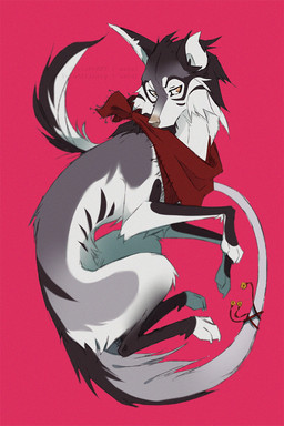 accessory black_markings cheek_tuft facial_tuft feral fur furgonomics grey_body grey_fur kerchief kerchief_only long_snout long_tail looking_away male markings mostly_nude neckerchief neckerchief_only neckwear pink_background pupils red_kerchief red_neckerchief simple_background snout solo tail tail_accessory tail_tuft torn_ear tuft white_markings white_pupils yellow_eyes azzai canid canine canis mammal wolf 2020 cel_shading colored colored_sketch digital_drawing_(artwork) digital_media_(artwork) shaded simple_shading sketch