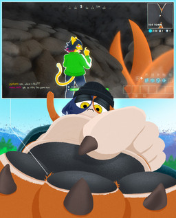 3_toes anthro claws duo extreme_size_difference feet female foot_fetish foot_focus foot_play macro male male/female micro pawpads paws size_difference soles toe_claws toes jojotorio epic_games fortnite meow_skulls felid feline mammal hi_res