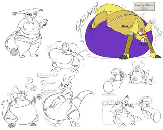 anthro belly big_belly breasts claws female group huge_belly inflation male overweight simple_background speech_bubble text trio white_background thatoneaceguy bandai_namco digimon armadillomon digimon_(species) gatomon guilmon 2025 5:4 english_text hi_res