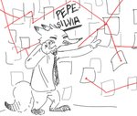 angry anthro claws clenched_teeth clothing female fur gesture hand_gesture humor narrowed_eyes necktie pointing pointing_at_viewer shirt simple_background solo squint standing teeth text topwear nobby_(artist) disney it's_always_sunny_in_philadelphia pack_street pepe_silvia_(meme) zootopia charlie_(weaver) canid canine canis corsac_fox fox mammal true_fox 2018 black_and_white_and_red english_text meme