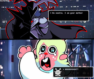 anthro armor blonde_hair blue_eyes cloak clothing dress duo female freckles hair inside parody text white_clothing white_dress roxrox among_us_eyes deltarune star_wars undertale_(series) noelle_holiday deer mammal new_world_deer reindeer 2024 6:5 meme daughter_(lore) mother_(lore) mother_and_child_(lore) mother_and_daughter_(lore) parent_(lore) parent_and_child_(lore) parent_and_daughter_(lore)