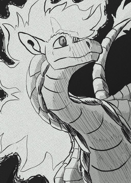 feral fur glowing glowing_hair hair male solo lawkbutt european_mythology mythology dragon furred_dragon furred_scalie mythological_creature mythological_scalie reptile scalie western_dragon absurd_res black_and_white comic hi_res monochrome