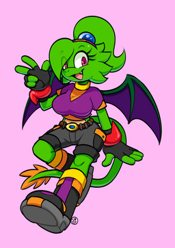 accessory anthro armor bangs belt belt_buckle big_breasts birthday_gift boots bottomwear bracers breasts buckle cargo_shorts clothing dragon_wings eyelashes feathered_tail feathers female fingerless_gloves footwear gesture gloves green_body hair hand_gesture handwear headband jewelry knee_boots knee_highs legwear lime_green long_tail magenta_eyes monotone_background multicolored_body multicolored_clothing multicolored_shirt multicolored_topwear necklace pink_background ponytail shirt shoes short_hair short_snout shorts simple_background snaggle_tooth solo tail topwear two_tone_body v_sign biomadders mythology arrow_(spdy4) arrow_the_dragon arrow_xiang_long couatl dragon eastern_dragon feathered_scalie feathered_snake hybrid mythological_creature mythological_scalie reptile scalie snake digital_media_(artwork) hi_res