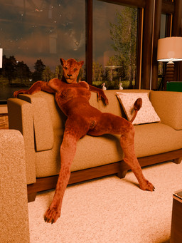 anthro arms_back biped breasts brown_body brown_fur carpet digitigrade digitigrade_paws female female_anthro fur furniture genitals indoor_nudity inside inviting_viewer lamp looking_at_viewer nipples nude nude_anthro nude_female paws photorealism pillow pose presenting presenting_vulva raised_hips realistic resting_arm resting_arms sitting smile smiling_at_viewer sofa solo spread_legs spreading tail tail_tuft text thighs_spread three-quarter_view tuft vulva warm_lighting wavy_fur window wood aqua-regia cleona_cinnabar_(aqua-regia) felid lion mammal pantherine 3:4 3d_(artwork) absurd_res blender_(artwork) blender_cycles_(artwork) digital_media_(artwork) english_text full-length_portrait hi_res portrait shaded soft_shading