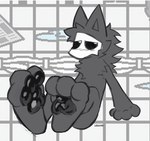 ambiguous_gender animated changed_(video_game) feet fluffy foot_fetish foot_focus foot_play latexm4n neck_tuft pawpads paws puro_(changed) shy solo tuft