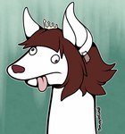 anthro big_ears brown_hair crown fur googly_eyes hair headgear humor male sock_puppet solo tape tongue tongue_out white_body white_fur smuppetfan69 fuyu_graycen hybrid mammal 2020 digital_media_(artwork) hi_res icon signature