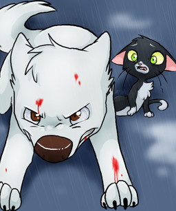 anthro blood bodily_fluids female male male/female marticus_productions bolt_(film) disney bolt_(bolt) mittens_(bolt) canid canine felid feline mammal