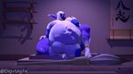 anthro balls big_balls big_breasts big_butt bones_in_stomach breasts butt genitals gold_(metal) gynomorph herm intersex larger_gynomorph larger_intersex looking_at_viewer nipples size_difference solo thick_thighs tongue vore ok_bruh bandai_namco digimon karen_(okbruh) digimon_(species) taomon 16:9 3d_(artwork) digital_media_(artwork) hi_res source_filmmaker_(artwork) widescreen