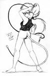 anthro barefoot big_ears bottomless butt clothed clothing electronics feet female humanoid_feet plantigrade portable_music_player rear_view solo text topwear usb_tail vest polecat_(artist) apple_inc. ipod mammal mouse murid murine rodent 2003 english_text monochrome signature