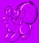 balls big_balls feral genitals inflatable male purple_background simple_background solo h3llvixn fetipets animate_inanimate canid canine living_inflatable mammal raccoon_dog tanuki low_res purple_theme sketch