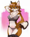 anthro breasts canid canine canis clothed clothing digital_media_(artwork) domestic_dog female fox genitals hi_res hihikori husky lingerie lingerie_panties mammal nordic_sled_dog pussy solo spitz swift_(sleekhusky) topwear translucent translucent_clothing underwear