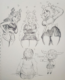 2_horns 5_fingers accessory age_difference anthro antlers arm_support arm_under_breasts arms_bent bare_shoulders belt bent_arm big_breasts biped black_text blush blush_lines blush_stickers bodily_fluids bottomwear breasts buckteeth button_(fastener) chibi closed_smile clothed clothed_anthro clothed_female clothed_human clothed_humanoid clothed_male clothing crop_top crossed_arms dialogue ears_aside empty_eyes extended_arm eye_through_hair eyebrow_through_hair eyebrows eyelashes faceless_character faceless_human faceless_male female fingers fluffy fluffy_hair footwear freckled_face freckles fully_clothed fully_clothed_anthro fully_clothed_female fully_clothed_human fully_clothed_humanoid fully_clothed_male glistening glistening_eyes grey_background grey_heart group hair hand_on_hip hand_on_own_hip heart_symbol hearts_around_head horn hotpants humanoid_hands inner_ear_fluff iris legs_together lidded_eyes lipstick long_eyelashes long_hair looking_at_another looking_down looking_down_at_another makeup male mature_anthro mature_female medium_hair midriff miniskirt mouth_closed navel necktie no_pupils older_female one_eye_closed open_mouth open_smile pants partial_speech_bubble pattern_clothing pattern_sweater pattern_topwear pencil_skirt pleated_skirt pupils school_uniform shirt shoes short_hair shorts simple_background sitting skirt smile smiling_at_another snout socks speech_bubble standing straight_legs sweat sweatdrop sweater tail talking_to_another teeth text thick_thighs thin_eyebrows topwear translucent translucent_hair tuft uniform wink winking_at_another younger_female younger_human younger_male pikapika212 deltarune my_deer_friend_nokotan undertale_(series) carol_holiday dess_holiday kris_dreemurr noelle_holiday noko_shikanoko animal_humanoid deer deer_humanoid human humanoid mammal mammal_humanoid new_world_deer reindeer 2025 crossover english_text greyscale hi_res monochrome traditional_media_(artwork) daughter_(lore) mother_(lore) mother_and_child_(lore) mother_and_daughter_(lore) parent_(lore) parent_and_child_(lore) parent_and_daughter_(lore) sibling_(lore) sister_(lore) sisters_(lore)