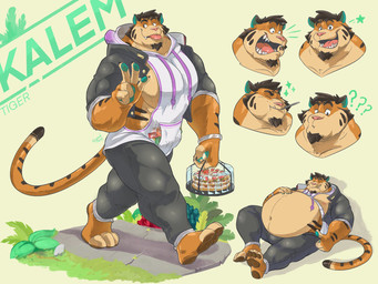 4_toes abs anthro areola barefoot black_hair blep cake claws clothing container dessert facial_hair feet finger_claws fingerless_(marking) food fur goatee grass green_pawpads hair holding_container holding_object hoodie male multicolored_body multicolored_fur muscular muscular_anthro muscular_male open_mouth orange_body orange_fur overweight overweight_anthro overweight_male pawpads pecs plant question_mark sleeveless_hoodie smile solo sparkles striped_body striped_fur stripes tail toeless_(marking) toes tongue tongue_out topwear two_tone_body two_tone_fur walking white_clothing white_hoodie white_topwear soul_nero kalem_(itskabou) felid mammal pantherine tiger 2021 4:3 hi_res