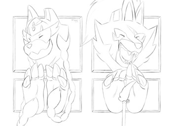 4_claws ambiguous_gender claws duo eyes_closed feet feral foot_fetish fur hindpaw laugh legendary_duo living_trophy mounted_trophy paws restrained_feet snout through_wall tickle_fetish tickle_torture tickling tickling_feet trophy_head chaos99 nintendo pokemon canid canine generation_8_pokemon hero_of_many_battles_zacian hero_of_many_battles_zamazenta legendary_pokemon mammal pokemon_(species) zacian zamazenta absurd_res hi_res monochrome
