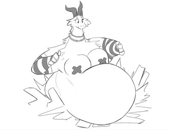 4_horns anthro arm_tuft belly big_belly big_breasts big_horn biped breasts cheek_tuft cleavage clothed clothing eyelashes facial_tuft fat_arms female female_anthro fur fur_tuft gem horn huge_belly jewelry multi_horn neck_tuft necklace obese obese_anthro obese_female overweight overweight_anthro overweight_female pearl_(gem) pearl_necklace shoulder_tuft small_horn solo stuck through_floor tuft cocoalop12 mythology dragon mythological_creature mythological_scalie scalie 2025 english_description greyscale monochrome