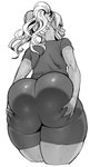 alternative_fashion big_butt butt clothed clothing dark_body dark_skin female gyaru hair holding_butt huge_butt j-fashion long_hair looking_at_viewer looking_back not_furry rear_view simple_background slightly_chubby solo standing thick_thighs white_background white_hair wide_hips synecdoche plus-sized_elf kuroeda_(plus-sized_elf) dark_elf elf humanoid hi_res monochrome