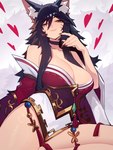 big_breasts black_hair breasts brown_eyes choker clothing collarbone eyebrow_through_hair eyebrows eyelashes facial_markings female glistening glistening_breasts hair head_markings heart_symbol inner_ear_fluff jewelry long_hair markings necklace solo translucent translucent_hair tuft distrbeachboy league_of_legends riot_games tencent ahri_(lol) animal_humanoid canid canid_humanoid canine canine_humanoid fox_humanoid humanoid mammal mammal_humanoid 2025 3:4 detailed digital_drawing_(artwork) digital_media_(artwork) hi_res
