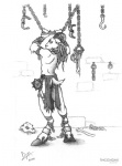 anthro bone bottomwear broken_chain chain clothed clothing cloven_hooves collar cuff_(restraint) dewclaw_hooves dungeon ear_piercing fantasy holding_chain hooves horn looking_back mace male melee_weapon metal_collar piercing prisoner restraints shackles simple_background skimpy skull solo torn_clothing unguligrade weapon white_background incendax bovid caprine goat mammal 2005 monochrome