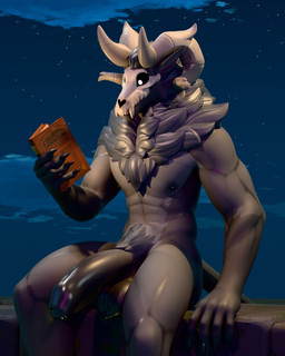 abs anthro balls big_balls big_horn big_penis big_pubes black_balls black_claws black_hair black_nipples black_penis black_sclera bone book chest_tuft claws fangs foreskin genitals hair horn humanoid_genitalia humanoid_penis male muscular night nipples penis pubes skull skull_head solo teeth tuft yosebose leodamodeler_(modeler) american_mythology indigenous_north_american_mythology mythology north_american_mythology roderick_(elsifthewolf) wendigo 3d_(artwork) digital_media_(artwork) hi_res