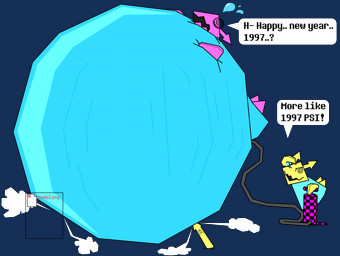 air_inflation bodily_fluids dizzy_eyes hose hose_in_butt hose_inflation hyper hyper_inflation immobile inflation missing_texture pink_body sweat text yellow_body bloatable deltarune undertale_(series) darkner virovirokun 2025 alpha_channel digital_media_(artwork) english_text hi_res